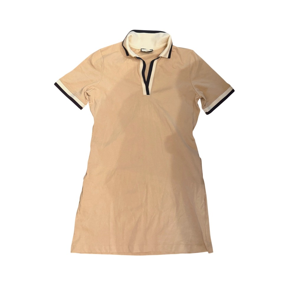 Tuckernuck Tan Polo Dress Mini Short Sleeve Navy White Tipped Collar Tennis S